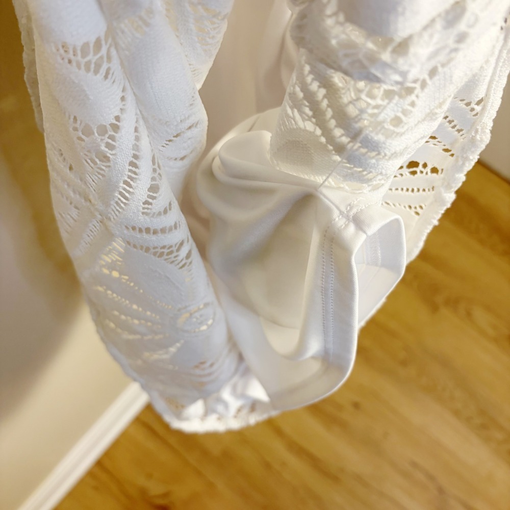Lilly Pulitzer Dress Womens S White Dusk Dress Delray Diamond Lace Tassel V-Neck - Picture 10 of 10